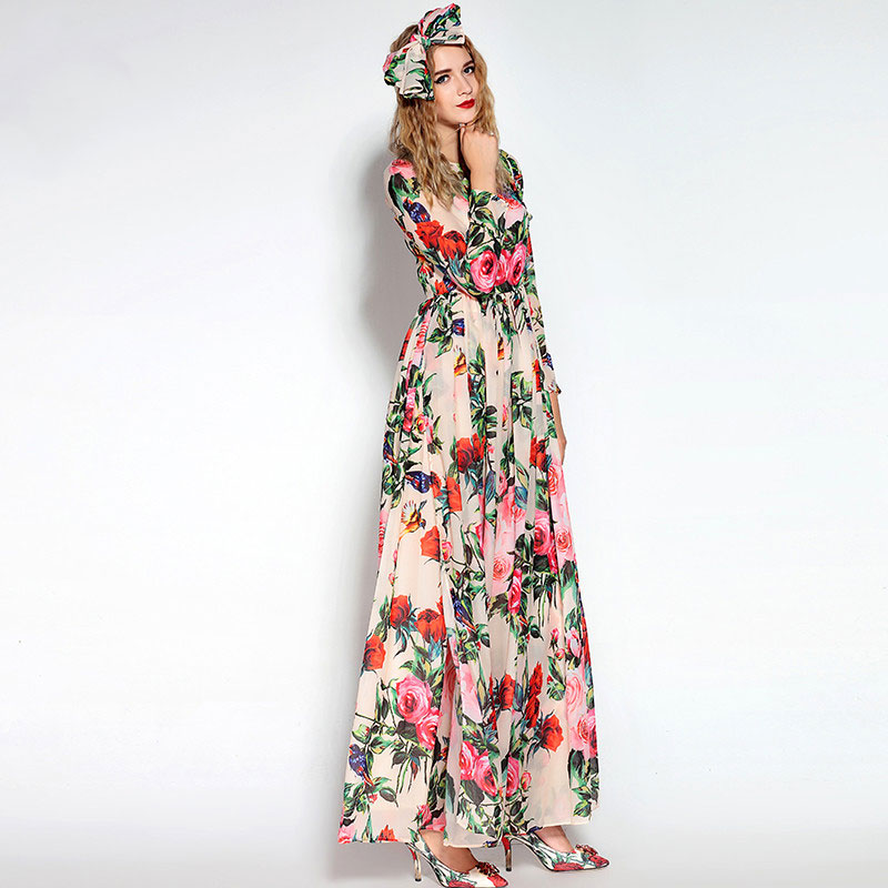 Floral Maxi Dress with Sleeves